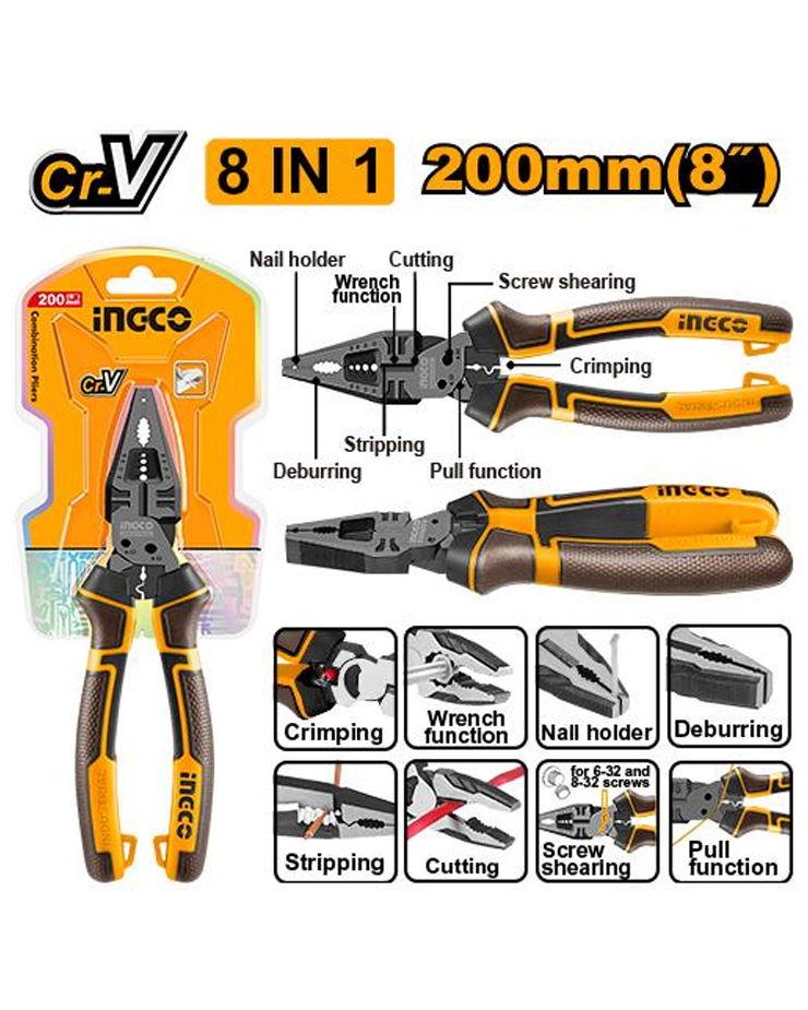 INGCO 8 IN 1 MULTY FUNCTION COMBINATION PLIERS