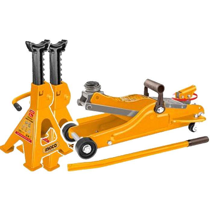 INGCO HYDRAULIC JACK WITH JACK STANDS -3PCS COMBO SET