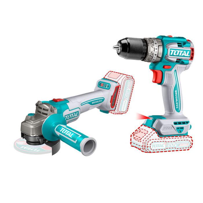 TOTAL CORDLESS 66NM IMPACT DRILL & 100MM GRINDER COMBO KIT